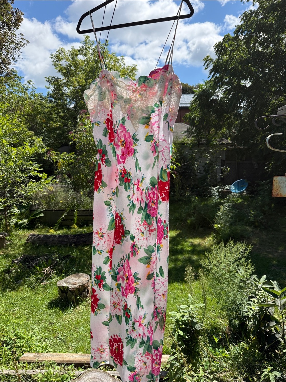 Vintage Victoria's Secret Gold Label Floral Slip Dress Nightgown Lace Large
